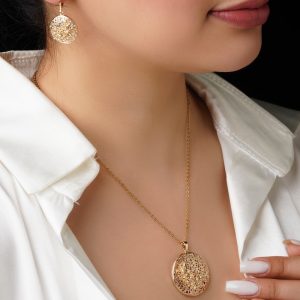 نیم ست گوشواره و آویز طرح فیوژن
