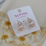 گوشواره ژوپینگ طرح گل نگین‌دار