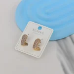 گوشواره ژوپینگ طرح قلب تمام نگین درخشان