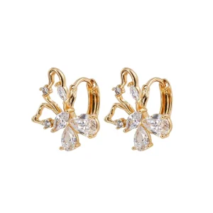 گوشواره ژوپینگ طرح پروانه نگین دار فانتزی