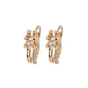 گوشواره ژوپینگ طرح گل نگین دار
