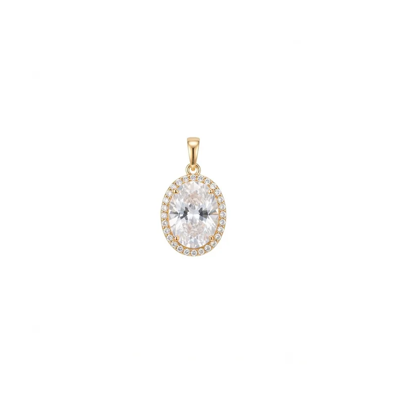 آویز ژوپینگ طرح بیضی با تک نگین بزرگ